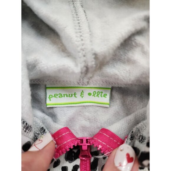 Peanut & Ollie 3T Hooded Ruffle Leopard Jacket Long Sleeved Full Zip Front White - Picture 5 of 9